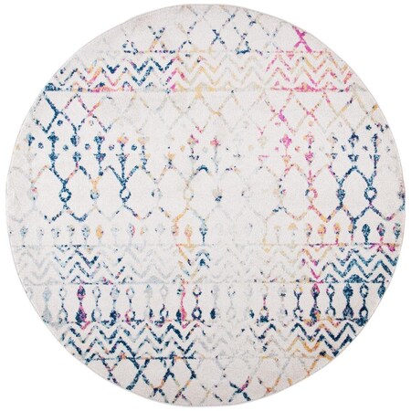 Safavieh 9 x 9 ft. Tulum 270C Power Loomed Round Area Rug; Ivory & Blue TUL270C-9R